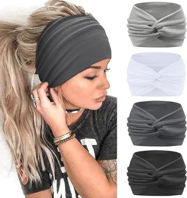 Produktbild von Famanu Haarband Set Extra Breit - 4 Stück, Elastisch und Atmungsaktiv für Sport und Freizeit