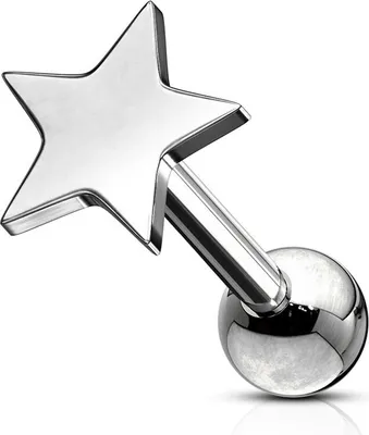 Produktbild von Helix & Tragus Ohr Piercing „Stern“ Silber
