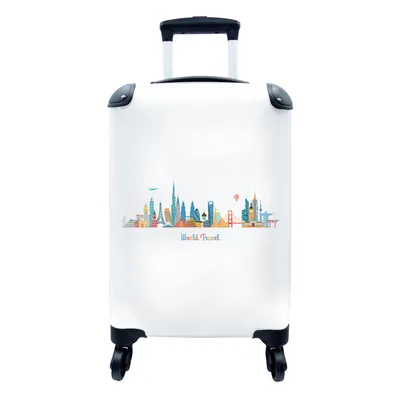 Obrázok produktu pre Kufrík Ručná batožina na kolieskach Malý cestovný kufor so 4 kolieskami Panoráma - Cestovanie - Svet - Veľkosť kabíny < 55x40x23 cm & 55x40x20 cm -