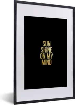 Produktbild von MuchoWow® Gerahmtes Poster Zitate - Sonne - Gold - Schwarz 40x60 cm - Poster mit Schwarzem Bilderrahmen Wandposter Rahmen Foto Bilder - Poster in Rahmen