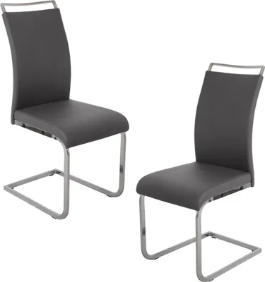 Produktbild von SVITA JUDY 2er Set Freischwinger Esszimmerstuhl Polster Kunstleder Chrom Grau