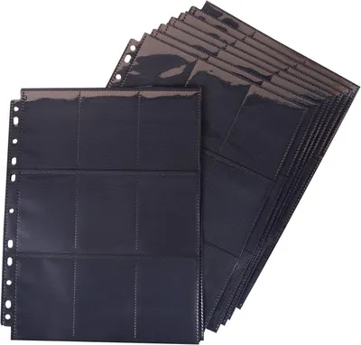 Produktbild von Sammelkarten Hüllen A4, Schwarz Seitenschutz 9 Taschen, 630 Pockets Sammelkarten
