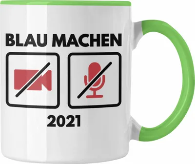 Produktbild von Trendation - Lustige Tasse Home Office 2022 Blau Machen Homeoffice Kaffeetasse Gadgets Witziger Spruch Lehrerin (Grün)