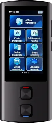 Image de ZELURXX 3" IPS Smart Translator, 138 langues en ligne, 17 langues hors ligne/traduction enregistrée pour le travail, les voyages, les études, 16,5 x 7,6 x 3,6 cm, gris