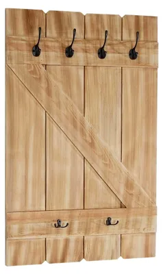 Produktbild von Berlinlodge Wandgarderobe HxBxT 91x60x10cm 6 Haken Kiefer Garderobe Garderobenpaneel