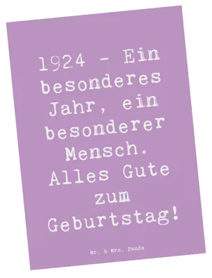 Produktbild von Mr. & Mrs. Panda Postkarte Spruch 1924 Geburtstag - Lavendeltraum - Geschenk, Fotokarte, Geburtstagsfeier, Postkarten, Ansichtskarte, Alter, besonderer, Happy Birthday