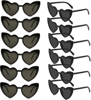 Imagen del producto de Gafas de sol con forma de corazón, color , paquete de 12 unidades, ideales para bodas y festivales