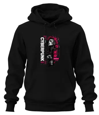 Immagine prodotto di Il futuro non è qualcosa che puoi prevedere. Felpa con cappuccio "Cyberpunk Japan Y2K", colore nero, taglia M