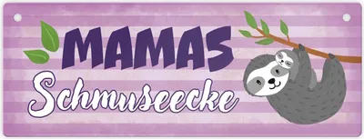 Produktbild von Mamas Schmuseecke Metallschild mit Faultier