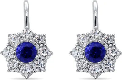 Produktbild von Silberne Ohrringe mit klaren und blauen Zirkonen EA121W