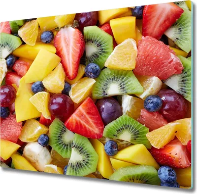 Produktbild von Glas Herdabdeckplatte 60x52 cm Spritzschutz Glasabdeckplatte Schneidebrett Gehackte Früchte