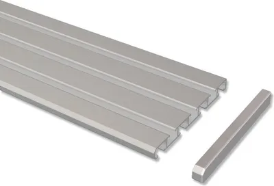 Produktbild von Interdeco Gardinenschiene, Vorhangschiene Aluminium Silbergrau 3-/4-läufig Modell Slimline, 100 cm
