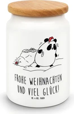 Produktbild von Mr. & Mrs. Panda behälter Panda Weihnachten - Weiß - Geschenk, Dose, Teedose, zuckerdose, Keksdose, Kaffeedose