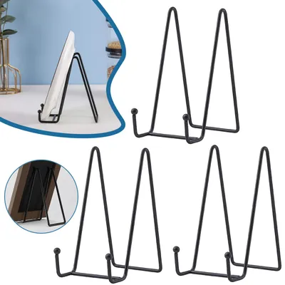 Produktbild von 3 Stück Metall Staffelei Tellerständer, Vielseitiger Tellerhalter, Bildaufsteller für Dekoteller, Bilderrahmen, Bücher und Sammelobjekte