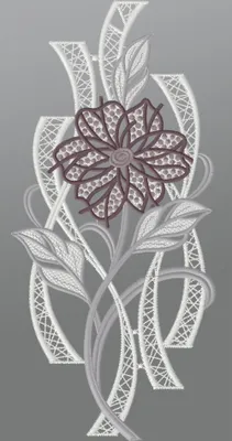 Produktbild von Fensterbild aus Plauener Spitze - moderne Blume (BxH) 16cm x 37cm, grau, Fensterdekoration und Fensterschmuck