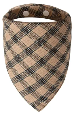 Imagen del producto de Pañuelo para perros, modelo Karo, color beige a cuadros, suave, transpirable, lavable, ideal para perros pequeños y medianos