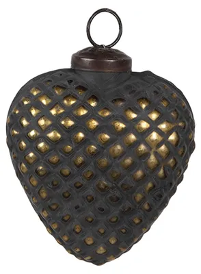 Produktbild von Clayre & Eef Weihnachtskugel 8x4x9 cm Schwarz Glas