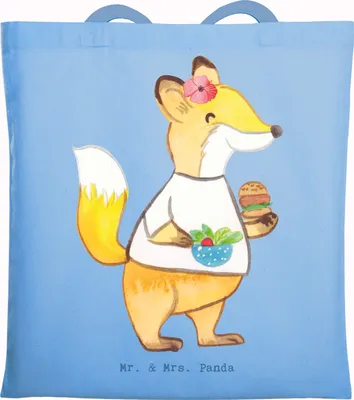 Produktbild von Mr. & Mrs. Panda Schultasche Systemgastronomin Herz - Sky Blue - Geschenk, Jutebeutel, Laptoptasche, Shopping Tasche, Tote Bag