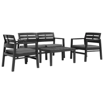 Immagine prodotto di The Living Store Set di mobili da giardino 4 pezzi in plastica antracite