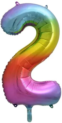 Produktbild von Zahl 2 Regenbogen Folienballon 85 cm