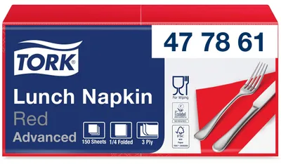 Produktbild von Tork 477861 Soft Lunchservietten Rot / 3lagige, saugfähige Papierservietten in R