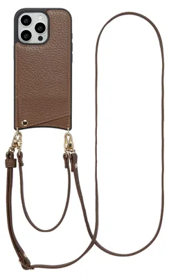 Imagen del producto de Funda para teléfono Nova con cordón y tarjetero para Apple iPhone 16 Pro - Mocha Brown
