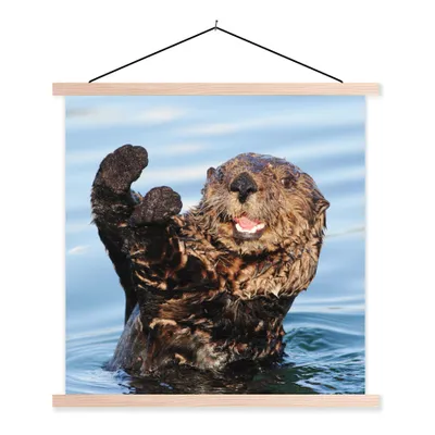 Produktbild von MuchoWow® Textilposter Otter im Wasser 40x40 cm mit holzfarbenen Rahmen - Posterleiste