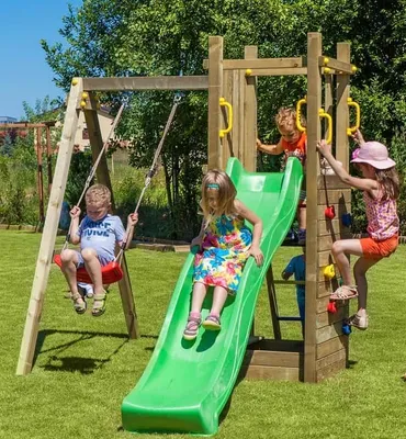Produktbild von Kibungi Spielturm FUNNY3 mit Sandkiste und Schaukel
