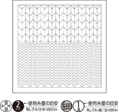 Zdjęcie produktu dla Olympus Sashiko Sampler (tylko tkanina) "Hana Fukin (White) Yabane Nagomi Series", tkanina drukowana, 34x34cm,  Japan