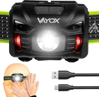 Obrázek produktu pro Čelovka Vayox VA0020 Pro Series | 100lm | XM-L + COB | Gesta | 5 režimů | USB-C | černá