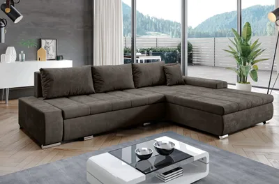 Image de AX LIVING Canapé angle convertible Tunceli canapé d angle marron 297cm