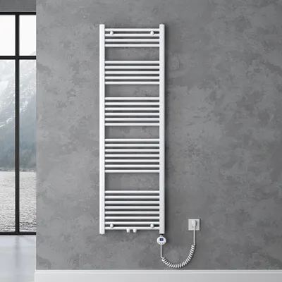 Image de doporro Radiateur de Salle de Bain Sèche-Serviette 160x50cm Radiateur Tubulaire Vertical Chauffage Électrique Blanc avec Résistance pour Radiateur 800W