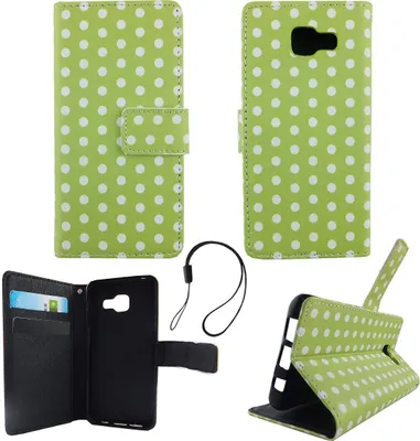 Produktbild von Handyhülle Tasche für Handy Samsung Galaxy A3 2016 Polka Dot Grün Weiss