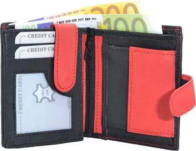 Produktbild von Geldbörse Nappa-Leder mit Außenriegel schwarz/rot