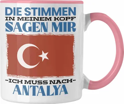 Produktbild von Trendation - Antalya Tasse Urlaub Heimat Geschenk Spruch Türkei Geschenkidee (Rosa)