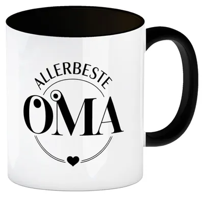 Produktbild von Für die Beste Oma Herz Kaffeebecher in schwarz für Muttertag
