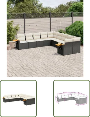 Produktbild von The Living Store 10-tlg. Garten-Sofagarnitur mit Kissen Schwarz Poly Rattan