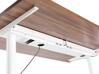 Produktbild von BELIANI Kabelhalter für Elektrisch Verstellbaren Schreibtisch Weiß Metall zum Anschrauben Kabelwanne Kabelmanagement Kabelkanal Büro Home Office Setup
