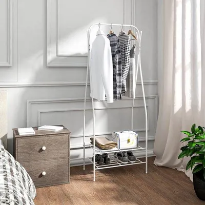 Produktbild von Famanu Schuhregal mit Garderobe - Freistehender Garderobenständer mit Schuhablage (50 x 58 x 158 cm)
