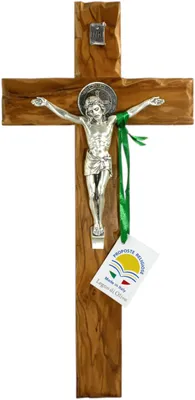 Kruzifix aus Olivenholz mit Metallkorpus, 47 cm