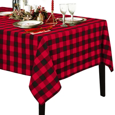 Obrázek produktu pro Obdélníková ubrus, kostkovaný, černá a červená, rozměry 140 x 210 cm