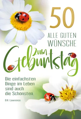 Produktbild von 50. Geburtstag Glückwunschkarte mit Briefumschlag Marienkäfer und Margerite