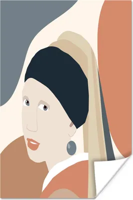 Produktbild von MuchoWow® Poster Pastell - Mädchen mit Perlenohrring - Orange 60x90 cm - Wanddekoration