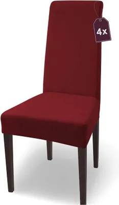 Imagen del producto de Famanu: Fundas elásticas para sillas, de algodón, color burdeos, juego de 4