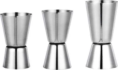 Produktbild von 3-teiliges Doppel-Cocktail-Messbecher-Set, Edelstahl-Messbecher für Barkeeper und Cocktailbarkeeper