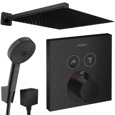 Produktbild von Hansgrohe und Jowi Unterputz Duschsystem ShowerSelect Thermostat, Schwarz, Duscharmatur mit Kopfbrause, OHNE iBox