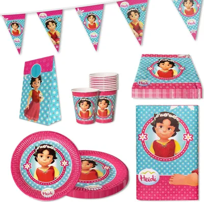 Produktbild von Heidi 102-tlg. Party Set – Geburtstag Deko mit Bechern Tellern Servietten Tüten