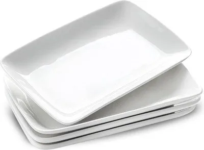 Obrázok produktu pre Sada 4 obdĺžnikových servírovacích tanierov v bielej farbe na antipasti a sushi