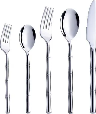 Immagine prodotto di Acciaio inossidabile, set di posate da 5 pezzi, argento, set di posate da tavola