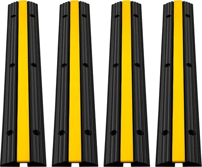 Produktbild von SucceBuy 4 Pack 1-Kanal Gummi Kabelkanäle 18000Lbs Belastbarkeit Kabelbrücke Fußbodenkanal Rampe